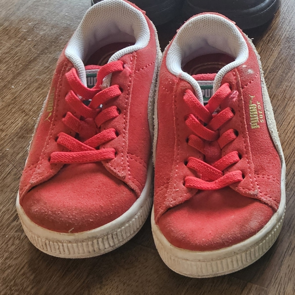 Puma Kids Red Suede Lace-Up Sneakers